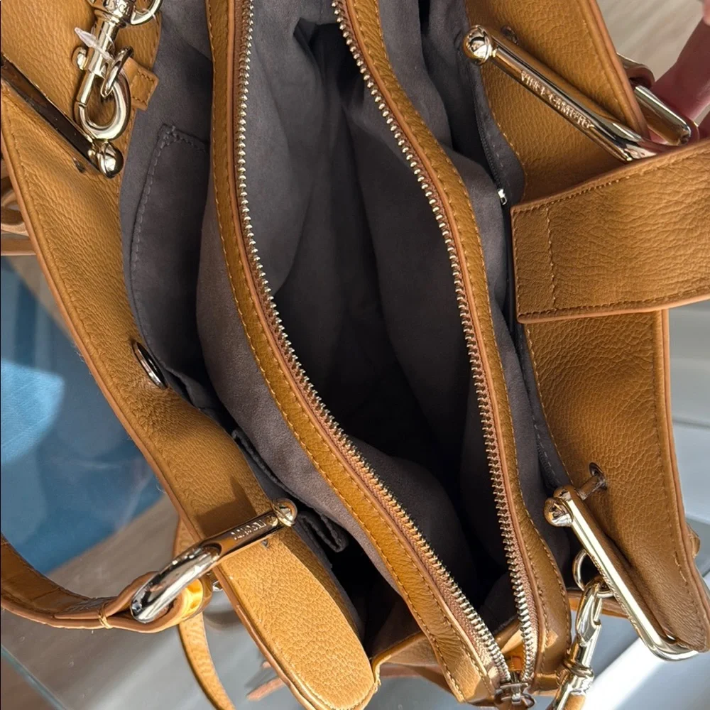 Vince Camuto Gold Tan Satchel with Crocodile Texture - Picture 8 of 13